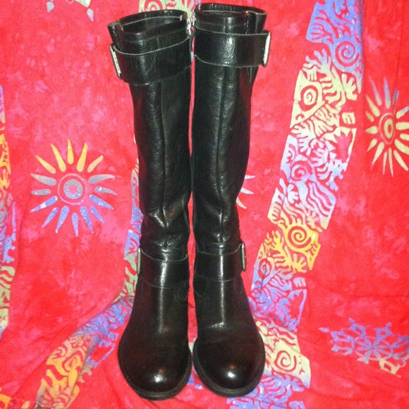 📌REDUCED FRANCO SARTO BLACK LEATHER TALL BOOTS - Picture 2 of 4